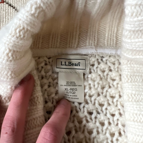 L.L. Bean Cream Wool blend Chunky Knit Cardigan Duster Sweater - Picture 3 of 7